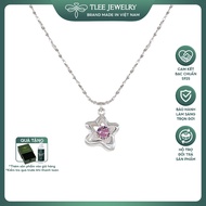 TLEE women's silver necklace with stars and pink stones, super cute TLEE JEWELRY D0274