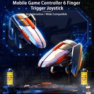 Mobile Game Controller Quick Response Low Latency High Sensitive Ultralight Wide Compatible Mobile Game Controller 6 Finger Trigger Joystick Phone Supplies