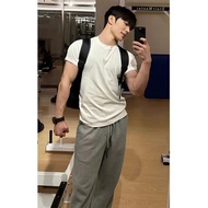 [Drive DNU T-shirt] American ins high street dark man tight solid color fitness elastic T-shirt shor