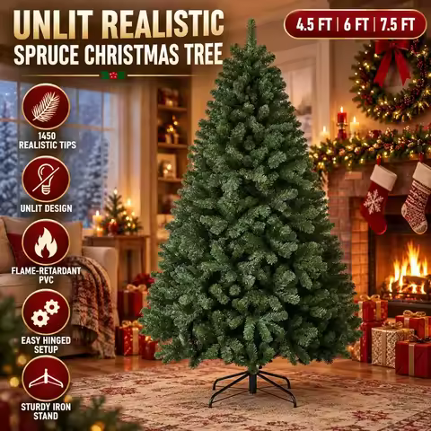 Cedar clustered Christmas tree, 6 feet or 7.5 feet PVC branches, stable base, indoor Christmas decor