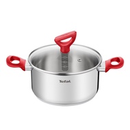 Tefal Edition Red Stainless Steel Induction Stewpot (18cm, 20cm, 24cm) Dishwasher Oven Safe No PFOA Silver