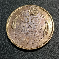 Koin Master 080 - 50 Cents Ceylon (King George VI) Tahun 1951