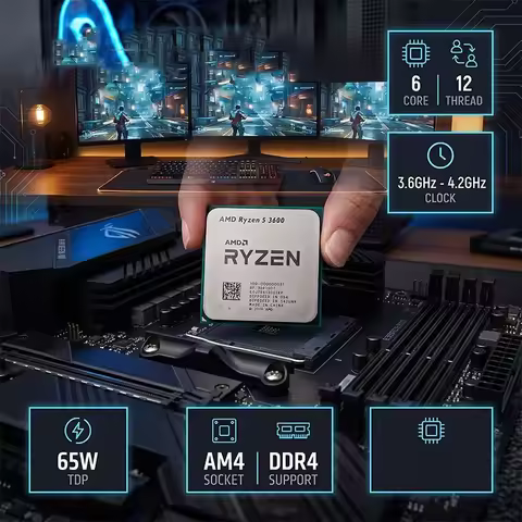 AMD R5 3600 Ryzen 5 3600 Desktop Processor With AMD PRO Technology 6 Core 12 Thread 4.4GHz Boost Zen