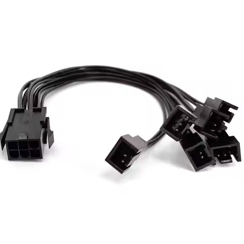 PCI-e 6pin 1 to 6 Port 3Pin Fan Power supply Cable For PCI express Graphics Card PC 6 ways 3P Coolin