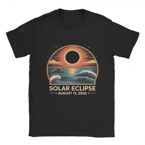 Total Eclipse 2026 August 12 Solar Eclipse Adventure in Spain and Iceland T Shirt Cotton Clothing Cr