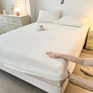 Plain 1Pc Cadar Single Queen King Size White Bedsheet Velvet Mattress Cover For Winter Fitted Sheet