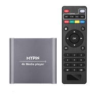 4K Media Player with Remote Control, Digital MP4 Player for 8TB HDD/USB Drive/TF Card/H.265 MP4 PPT 