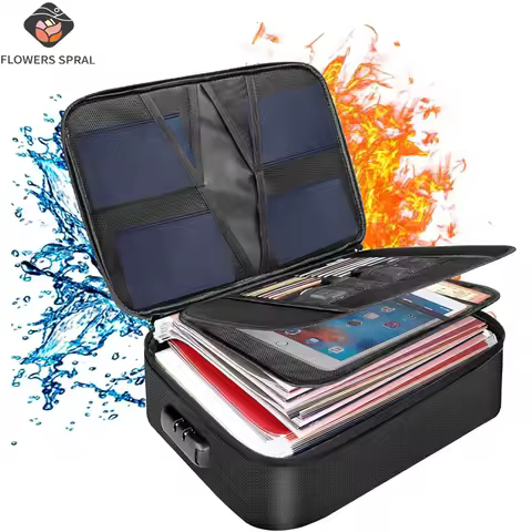 Document Storage Organizer Briefcase 3-Layer Document Storage, Unisex Passport Family Safe Function 