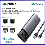 UGREEN *UG-CM400-10903 USB-C 3.1 GEN1 to M.2 Sata Aluminum SSD Enclosure 5G with C TO A Cable 50cm