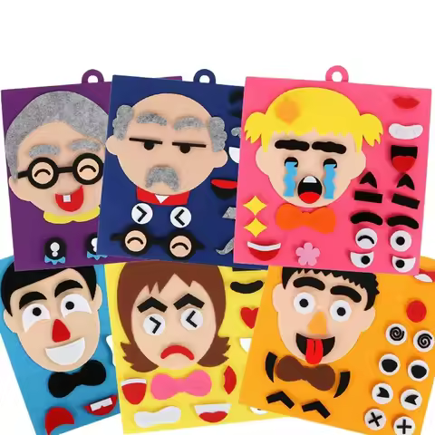 DIY Emotion Change Puzzle Toys Creative Facial Expression Kids Learning Educational Toys For Childre