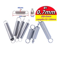 304 stainless steel Tension spring/spring d=0.7mm,OD5mm,L=15~120mm tension springs with hooks,apply 