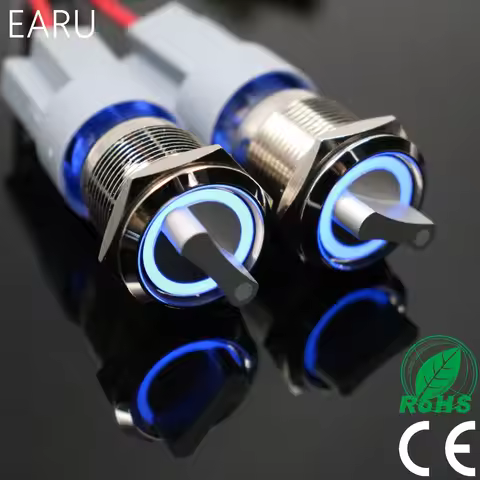 19mm Waterproof Stainless Steel DPDT illuminated metal selector switch 2/3 position Push Button Swit