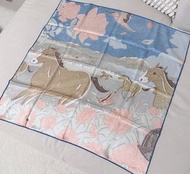 Brand new with box, Hermes scarf 70x70 cm 愛馬仕藍色春天小馬絲巾 100% silk scarf