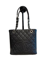 【極新淨 95% New】Chanel PST Petite Shopping Tote 黑色魚子醬皮銀扣 連盒Full Set 卡貼相符