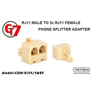 TINYTECH RJ11 MALE TO 2x RJ11 FEMALE PHONE SPLITTER ADAPTER (CON-RJ11/1M2F)