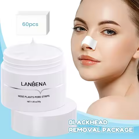 LANBENA Blackhead Remover Peel Off Mask Aloe Vera Extract Oil Control Nose Mask with 60pcs Cleanses 