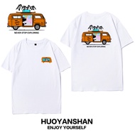 Outdoor camping hiking short sleeved 100% Premium Cotton loose sports couple outfit travel running T