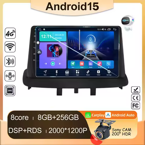 Ainavi Car Radio For Renault Megane 3 Fluence Samsung SM3 2008 - 2014 Wireless Carplay Android Auto 