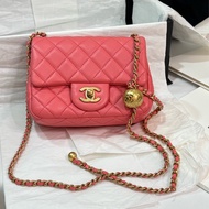 Chanel 金球方胖 17cm 珊瑚粉 CF