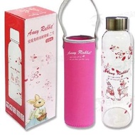 安妮兔 時尚 玻璃瓶 550ml-二代 櫻花 隨身瓶 環保杯 304杯蓋 附保護提袋