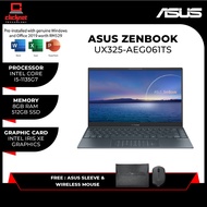 ASUS ZENBOOK UX325-AEG061TS 13.3" i5 Laptop (I5-1135G7, 8GB, 512GB SSD, INTEL IRIS XE, H&amp;S, GREY)