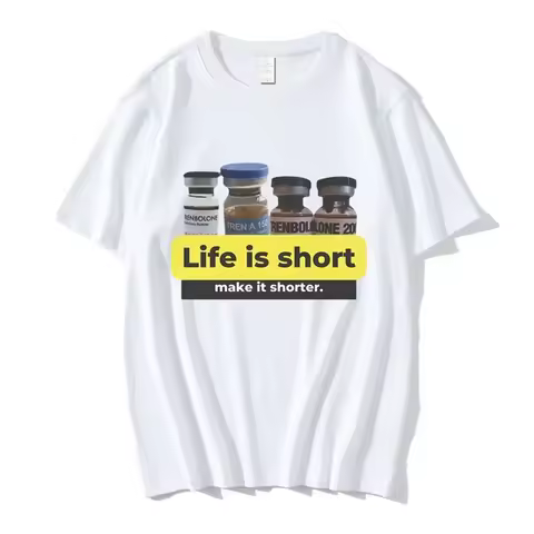 Life Short Make It Shorter Tren Meme Trenbolone Funny Gym Short Sleeve T-shirts Women Casual Harajuk