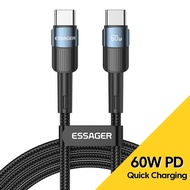 Essager PD 100W/60W USB Type C To USB C Cable 3M QC 4.0 USB-C Cable Fast Charging For Macbook Air 2020 MacBook Pro 2018 Samsung S20+ Xiaomi