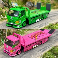 [Ready Stock] Ready Stock [top lux tl Hino h300 Flatbed Small Trailer Green Dinosaur Painting] 1: 64