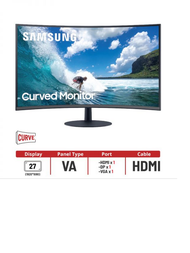 Samsung Monitor 27" Curved LC27T550FDEXXT