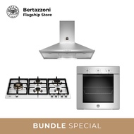 [Bulky]Bertazzoni 90cm Gas + Oven + Hood Bundle (P905LPRO 90cm Gas Hob + F605MODEKXS 5 Function Oven + KPL90PLAG1XA Wall-Mount Hood)