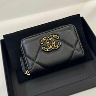 *SHIHNA名牌精品* CHANEL 19 拉鍊零錢包黑金(芯片款)