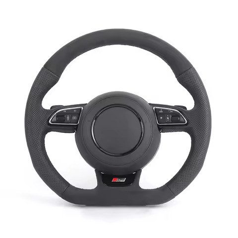 S-Line Sport Flat Bottom Top Alcantara Leather Steering Wheel for Audi A6 C7 A3 A4 B8 B9 S5 A5 Q5 S4