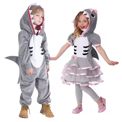 2026 New Arrival Boys Shark Onesie Baby Gray Shark Halloween Purim Fancy Dress Up Child Animal Costu