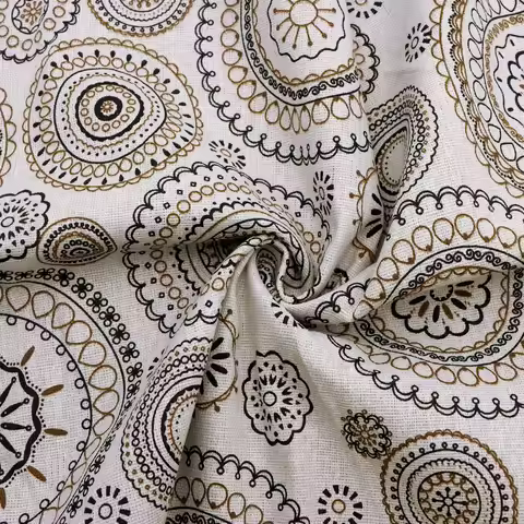 Pre-cut 1 Piece Of 50x150cm (19.68x59 Inches) Geometric Printed High-Quality Linen Fabric, Suitable