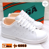 GIGA รุ่น GS03 รองเท้าพละ รองเท้านักเรียนสีขาว รองเท้าผ้าใบ แบบหนัง ไซส์ 35-41