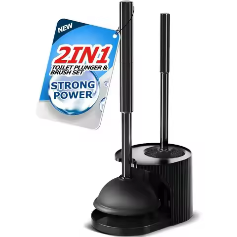 2 in 1 Toilet Plunger and Brush Set，Extended Handle Plunger，Toilet Bowl Brush Plunger Set,Bathroom C