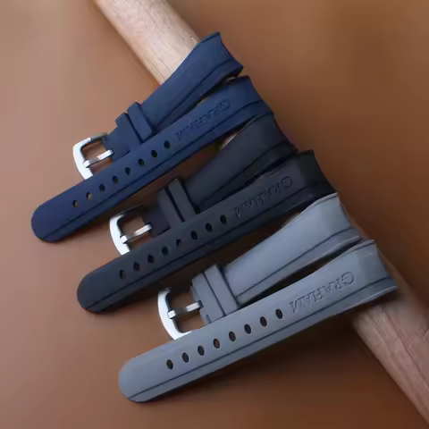 24mm Silicone watchband For Graham strap Curved end Watch band Rubber Bracelet straps with stainless