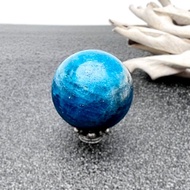 霧湖。礦石球 療癒 加強表達 l 藍磷灰石球 有礦坑霧面石紋 l