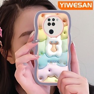 YIWESAN เคสสำหรับ Xiaomi Redmi Note 9 Pro Note 9S Poco M2 Pro 3D การ์ตูนรูปกระต่ายน่ารักขอบครีมคลื่นเคสโทรศัพท์โปร่งใสสีสันสดใสเคสกันกระแทกซิลิโคนนิ่มป้องกันเลนส์กล้องเคสใส