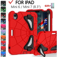 For iPad Mini 6 / Mini 7 2024 (A17 Pro) 8.3 A2995 Spider Man Silicone Plastic Case Kids Friendly Sho