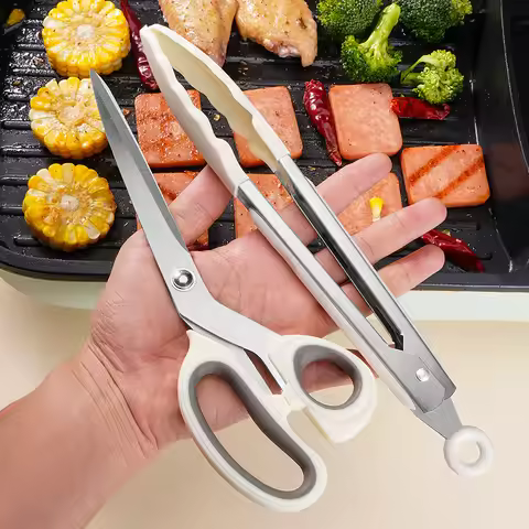 Professional 9-inch Stainless Steel Household Barbecue Scissors Kitchen Scissors Barbecue Steak Vege