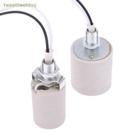 tweettwehhuj LED Light Ceramic Screw Heat Resistant Adapter Home Use Socket Round For E14 Bulb Base E27 Lamp Holder With Cable sg