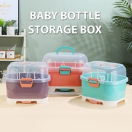 Multi-Purpose Baby Bottle Storage Box Bottle Rack with Cover &amp; Handle for Newborn Bottle Accessories