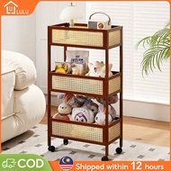LULU Storage Rack Display Rack With Wheels Bamboo Rak Buku Rak Display Book Shelf Shelves 置物架