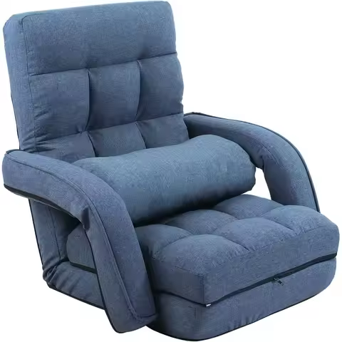Adjustable 42-Position Floor Chair, Chaise Lounge Indoor, Comfortable Lazy Sofa with Armrests and Pi
