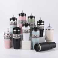 (600ml,890ml) Tumbler Thermos Cup With Straw Stainless Steel Cawan Termos Tumbler 保温杯