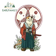 EARLFAMILY 13cm x 8.2cm Random Samurai Cat Car Sticker Sunscreen Amusing Motorcycle Bumper Refrigerator Car Door Decal Waterproof Personality Vinyl Car Wrap