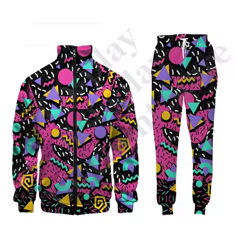 2026 New Long Sleeve 90s Tracksuit for Jogger Retro 80s 90s Outfit for Men Side Taping Sportswear Ur