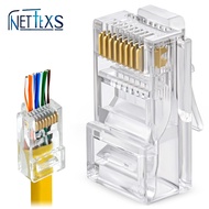 NetCraft 100PCS RJ45 Cat6 Pass Through Connector RJ45 Modular Plugs for Solid or Stranded UTP Cable 