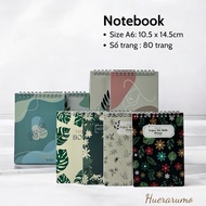 XO HUERARUMO A6 spring notebook, 80 pages of premium 100gsm paper with 100% FSC certification, offse